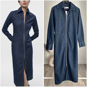 ZARA ZIPPERED DENIM DRESS ZW COLLECTION